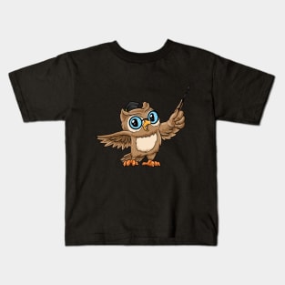 Owl Teacher Pointer Kids T-Shirt